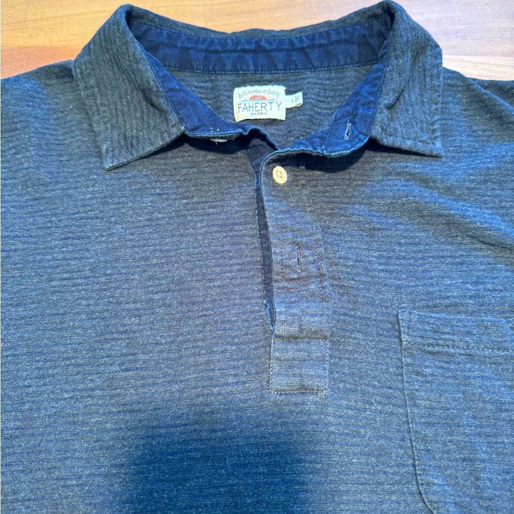 Men’s Faherty Striped Long Sleeve Polo - Large